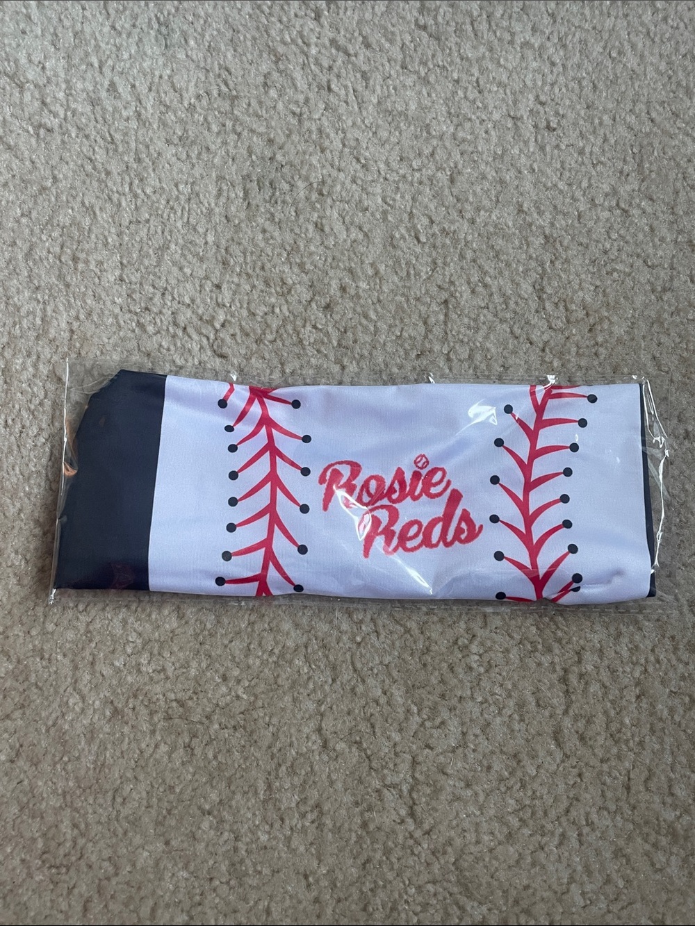 White and Red “Rosie Red” Baseball Stitch Headband